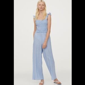 NWT H&M Conscious Linen Smocked Jumpsuit Size S